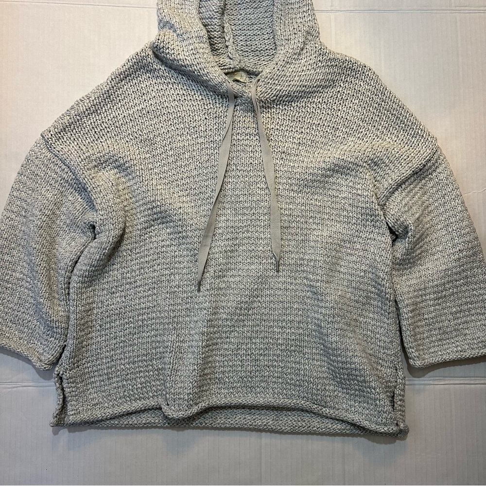 LOFT LOU & GREY - Grey Hooded Knit Sweater - Size Large - Picture 2 of 8